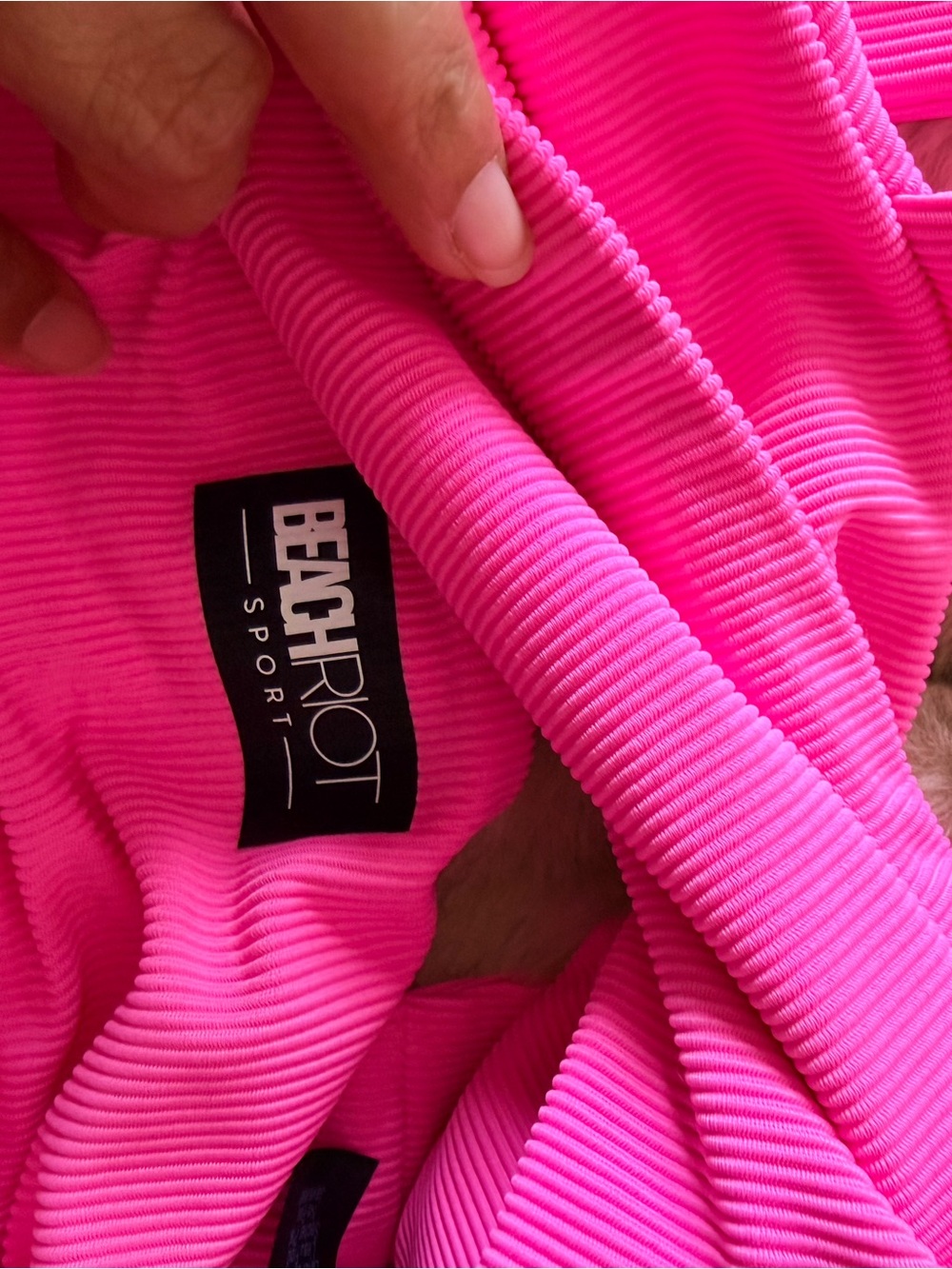 Beach Riot Ribbed Square Bralette - Neon Pink - Picture 2 of 4